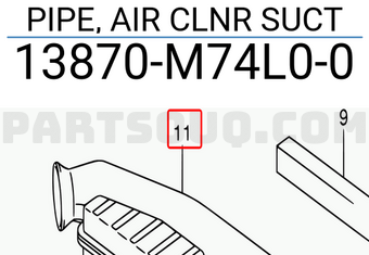 Suzuki 13870M74L00 PIPE, AIR CLNR SUCT