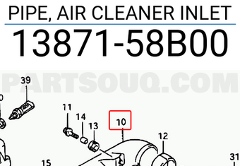 Suzuki 1387158B00 PIPE, AIR CLEANER INLET