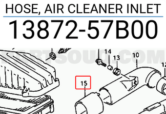 Suzuki 1387257B00 HOSE, AIR CLEANER INLET