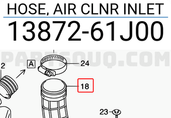 Suzuki 1387261J00 HOSE, AIR CLNR INLET