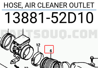 Suzuki 1388152D10 HOSE, AIR CLEANER OUTLET