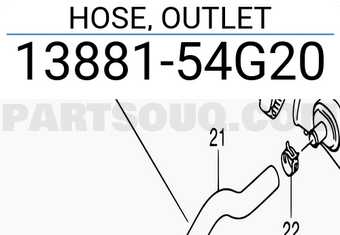 Suzuki 1388154G20 HOSE, OUTLET