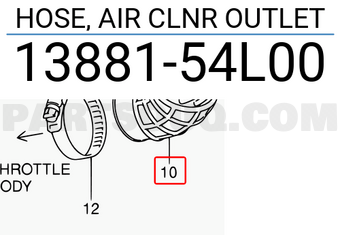 Suzuki 1388154L00 HOSE, AIR CLNR OUTLET