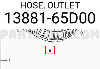 Suzuki 1388165D00 HOSE, OUTLET