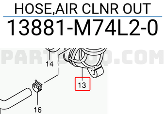 Suzuki 13881M74L20 HOSE,AIR CLNR OUT