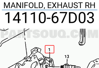 Suzuki 1411067D03 MANIFOLD, EXHAUST RH