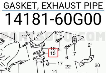 Suzuki 1418160G00 GASKET, EXHAUST PIPE