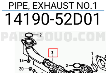 Suzuki 1419052D01 PIPE, EXHAUST NO.1