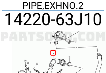 Suzuki 1422063J10 PIPE,EXHNO.2