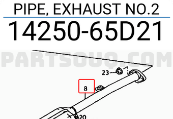 Suzuki 1425065D21 PIPE, EXHAUST NO.2