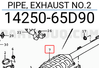 Suzuki 1425065D90 PIPE, EXHAUST NO.2