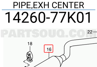 Suzuki 1426077K01 PIPE,EXH CENTER