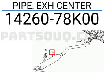 Suzuki 1426078K00 PIPE, EXH CENTER