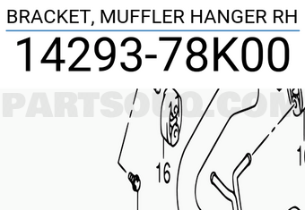 Suzuki 1429378K00 BRACKET, MUFFLER HANGER RH