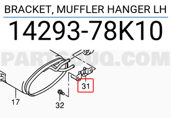 Suzuki 1429378K10 BRACKET, MUFFLER HANGER LH