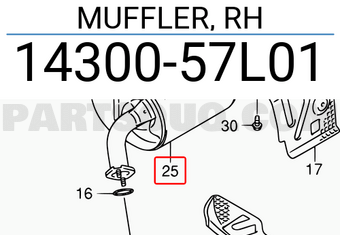 Suzuki 1430057L01 MUFFLER, RH