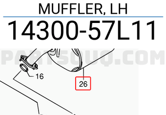 Suzuki 1430057L11 MUFFLER, LH