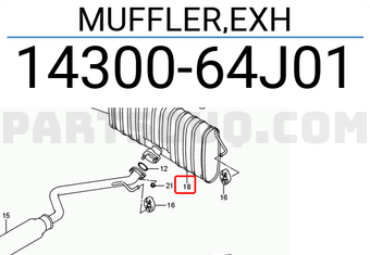 Suzuki 1430064J01 MUFFLER,EXH