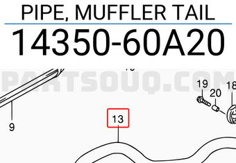 Suzuki 1435060A20 PIPE, MUFFLER TAIL