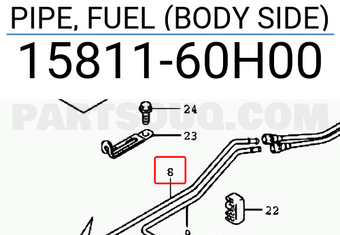 Suzuki 1581160H00 PIPE, FUEL (BODY SIDE)