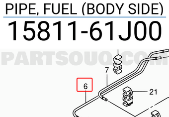 Suzuki 1581161J00 PIPE, FUEL (BODY SIDE)