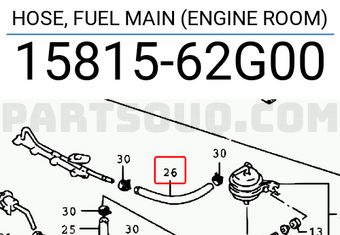 Suzuki 1581562G00 HOSE, FUEL MAIN (ENGINE ROOM)