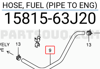 Suzuki 1581563J20 HOSE, FUEL (PIPE TO ENG)