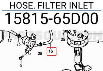 Suzuki 1581565D00 HOSE, FILTER INLET