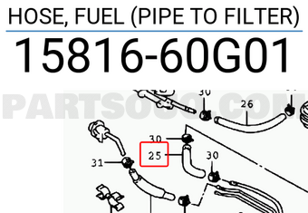 Suzuki 1581660G01 HOSE, FUEL (PIPE TO FILTER)