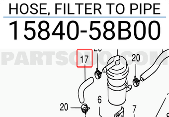 Suzuki 1584058B00 HOSE, FILTER TO PIPE