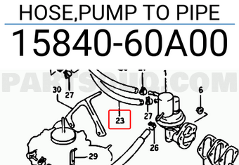 Suzuki 1584060A00 HOSE,PUMP TO PIPE