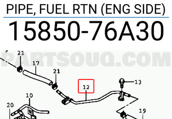 Suzuki 1585076A30 PIPE, FUEL RTN (ENG SIDE)