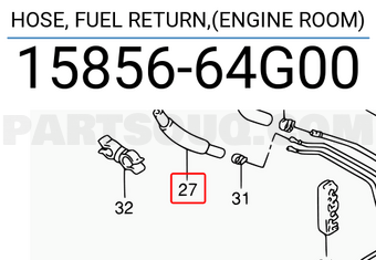 Suzuki 1585664G00 HOSE, FUEL RETURN,(ENGINE ROOM)