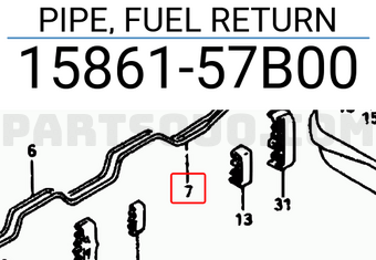 Suzuki 1586157B00 PIPE, FUEL RETURN