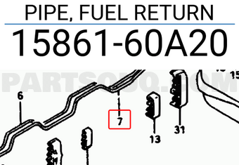 Suzuki 1586160A20 PIPE, FUEL RETURN