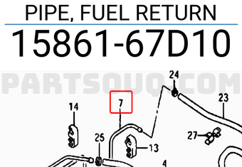 Suzuki 1586167D10 PIPE, FUEL RETURN