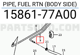 Suzuki 1586177A00 PIPE, FUEL RTN (BODY SIDE)