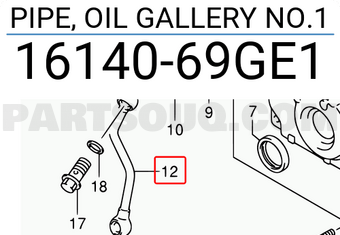 Suzuki 1614069GE1 PIPE, OIL GALLERY NO.1