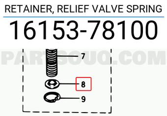 Suzuki 1615378100 RETAINER, RELIEF VALVE SPRING