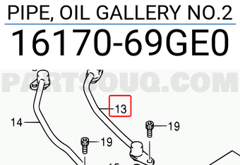 Suzuki 1617069GE0 PIPE, OIL GALLERY NO.2