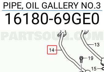 Suzuki 1618069GE0 PIPE, OIL GALLERY NO.3