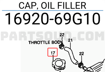 Suzuki 1692069G10 CAP, OIL FILLER