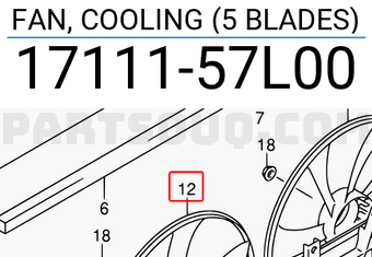 Suzuki 1711157L00 FAN, COOLING (5 BLADES)