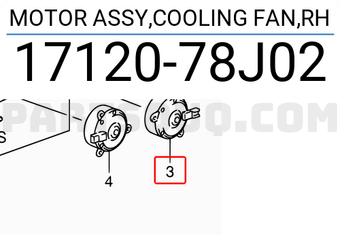 Suzuki 1712078J02 MOTOR ASSY,COOLING FAN,RH