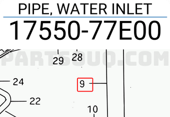 Suzuki 1755077E00 PIPE, WATER INLET
