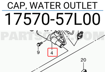 Suzuki 1757057L00 CAP, WATER OUTLET