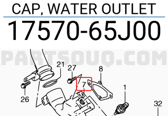Suzuki 1757065J00 CAP, WATER OUTLET