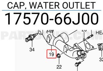 Suzuki 1757066J00 CAP, WATER OUTLET