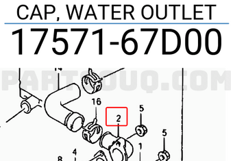 Suzuki 1757167D00 CAP, WATER OUTLET