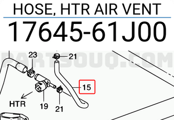 Suzuki 1764561J00 HOSE, HTR AIR VENT